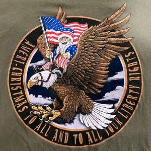 AMERI-Christmas to All! Relentless Defender Forest Green Holiday T-Shirt Size3XL